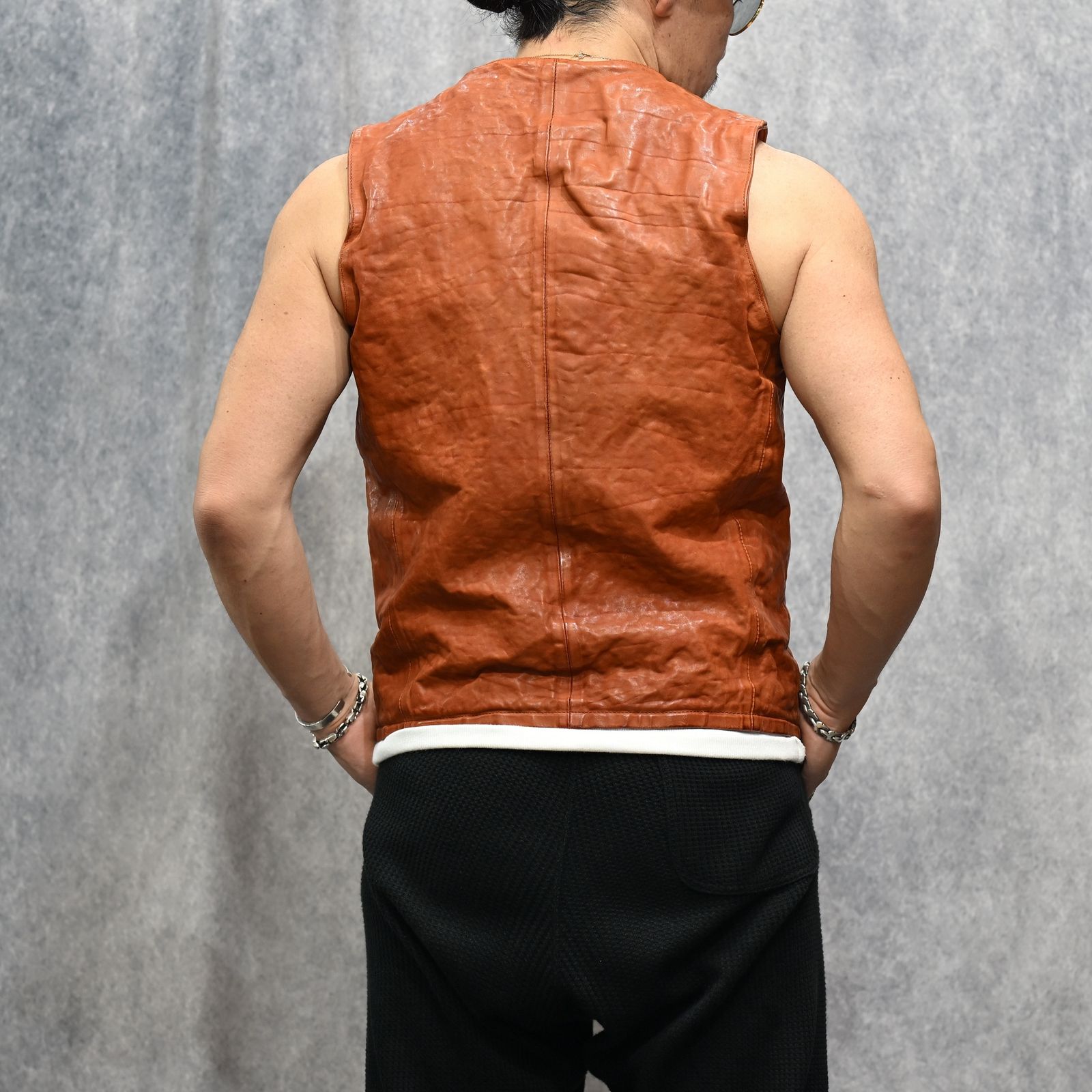 イタリアンダブルショルダー 製品染め ベスト （BROWN / ブラウン） 1254-05