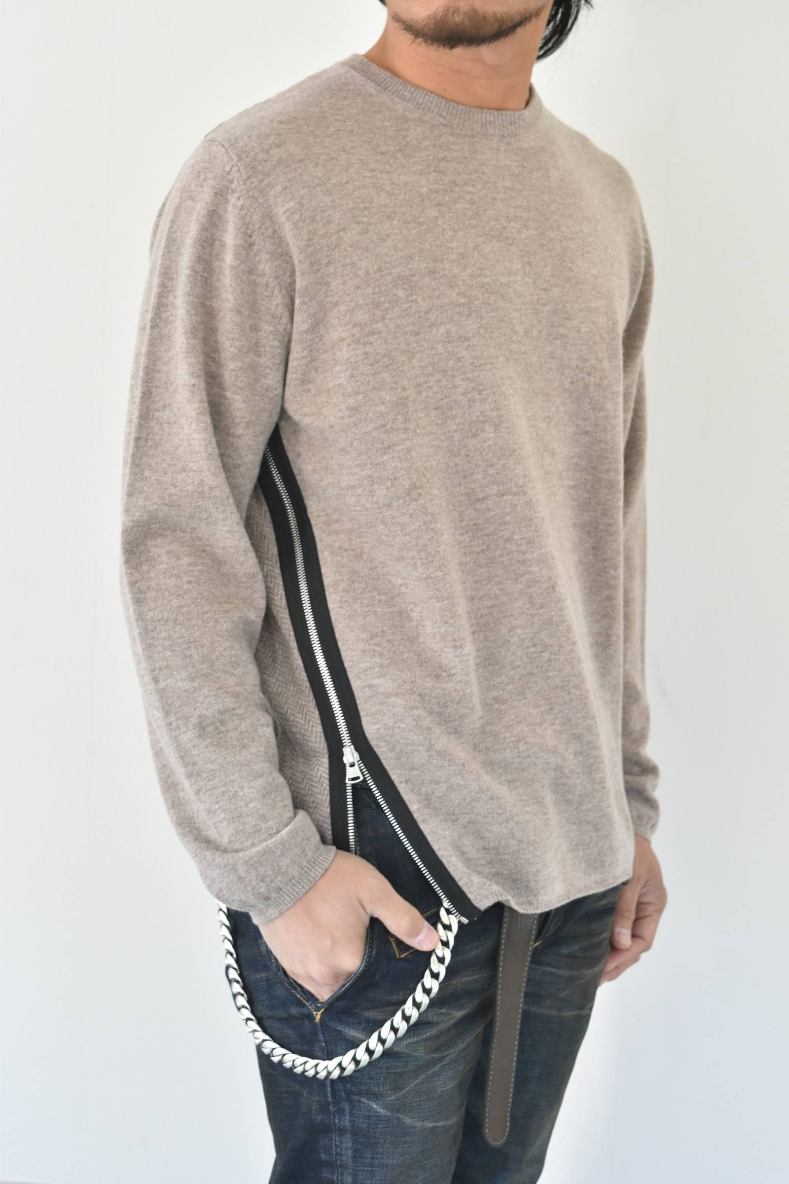 ウールカシミア サイドジップ プルオーバーニット