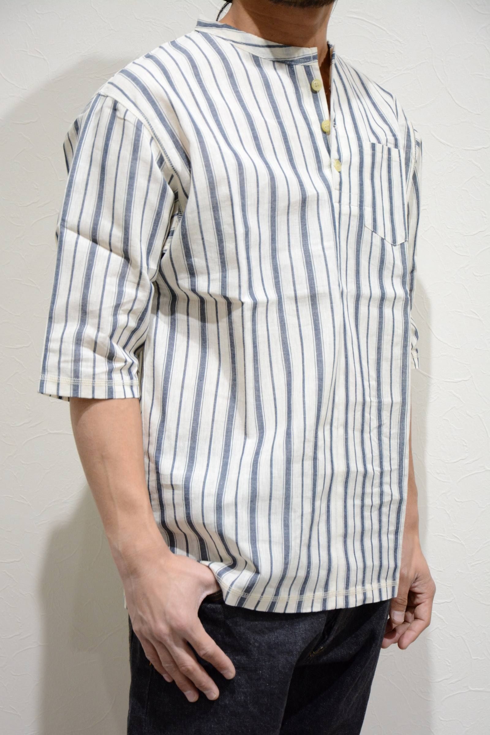 縞紺 Henry Neck 冠衣 ”kaburi"