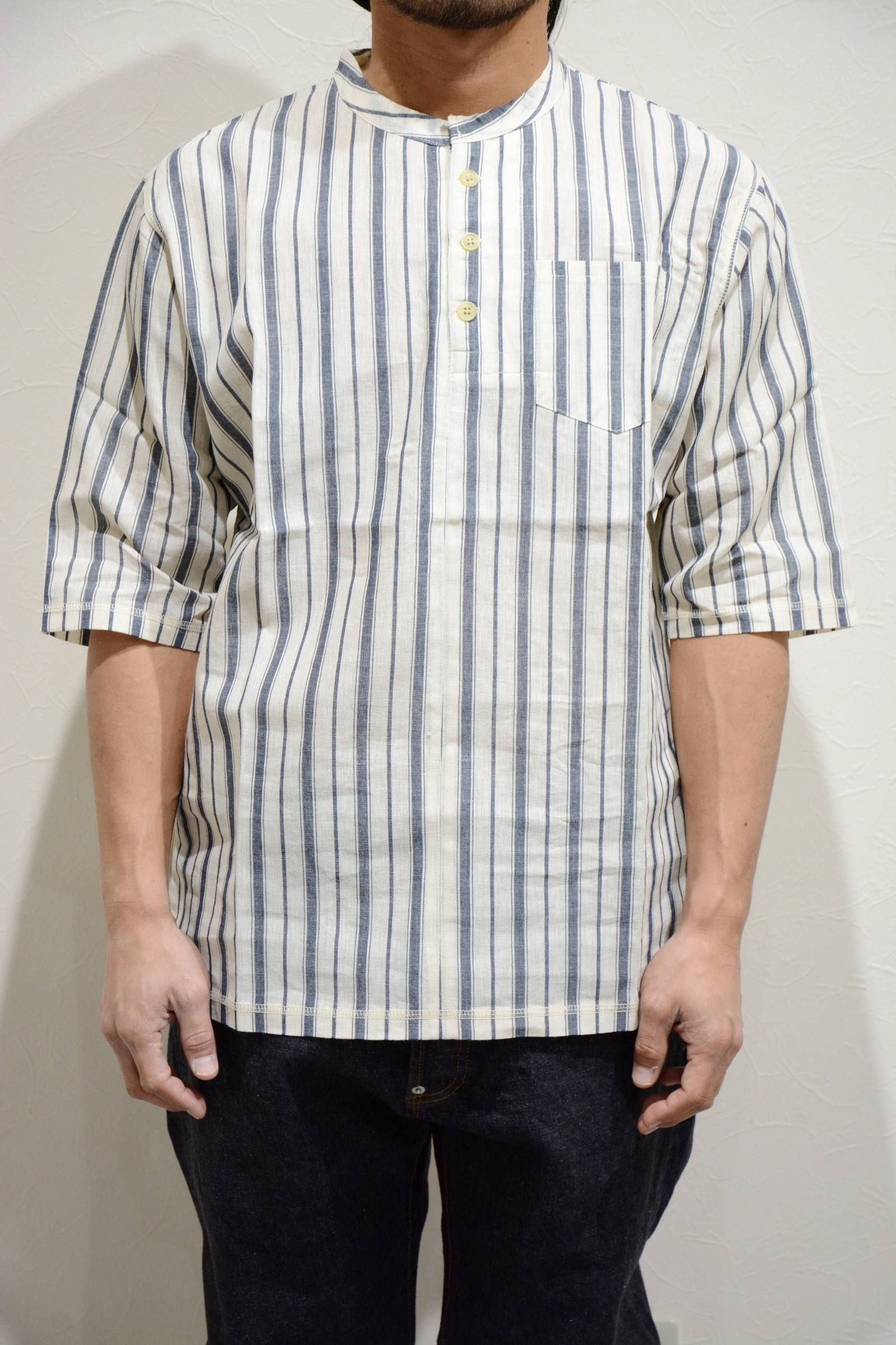 縞紺 Henry Neck 冠衣 ”kaburi"