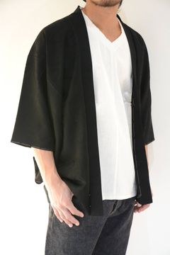 羽織-HAORI- 袷 流水文様 京都紋付深黒加工