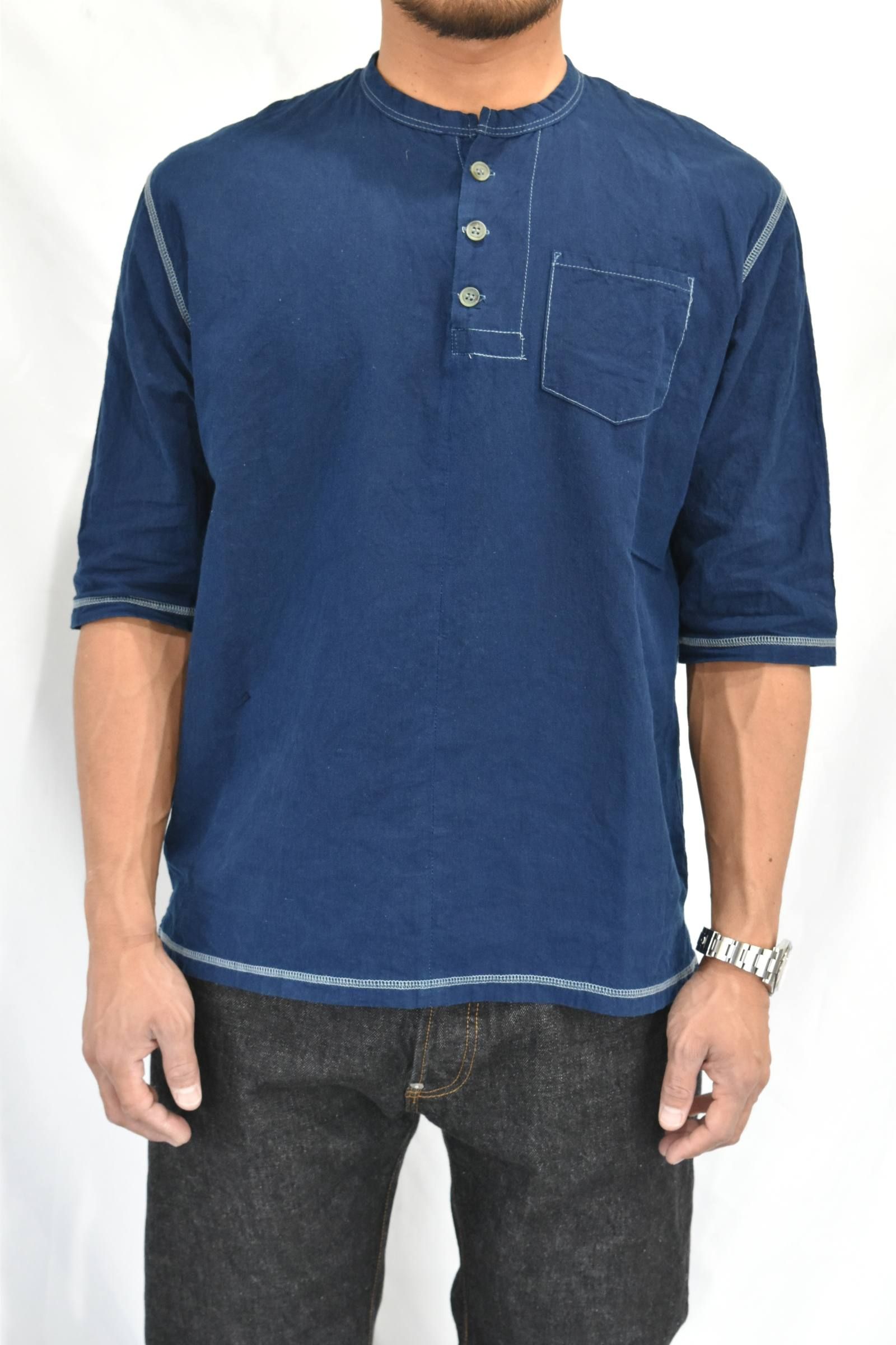 Henley Neck 冠衣 ”kaburi" 藍染