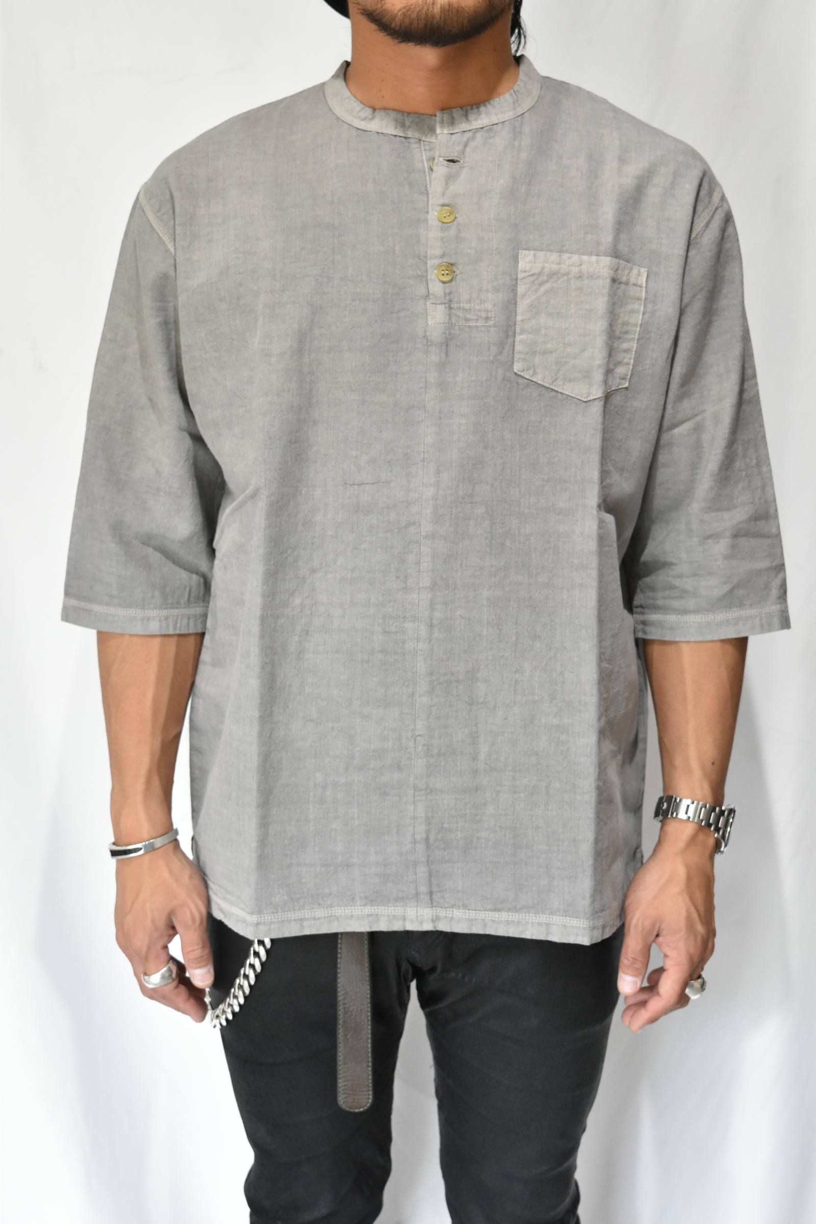 Henley Neck 冠衣 ”kaburi" 米炭製品染め