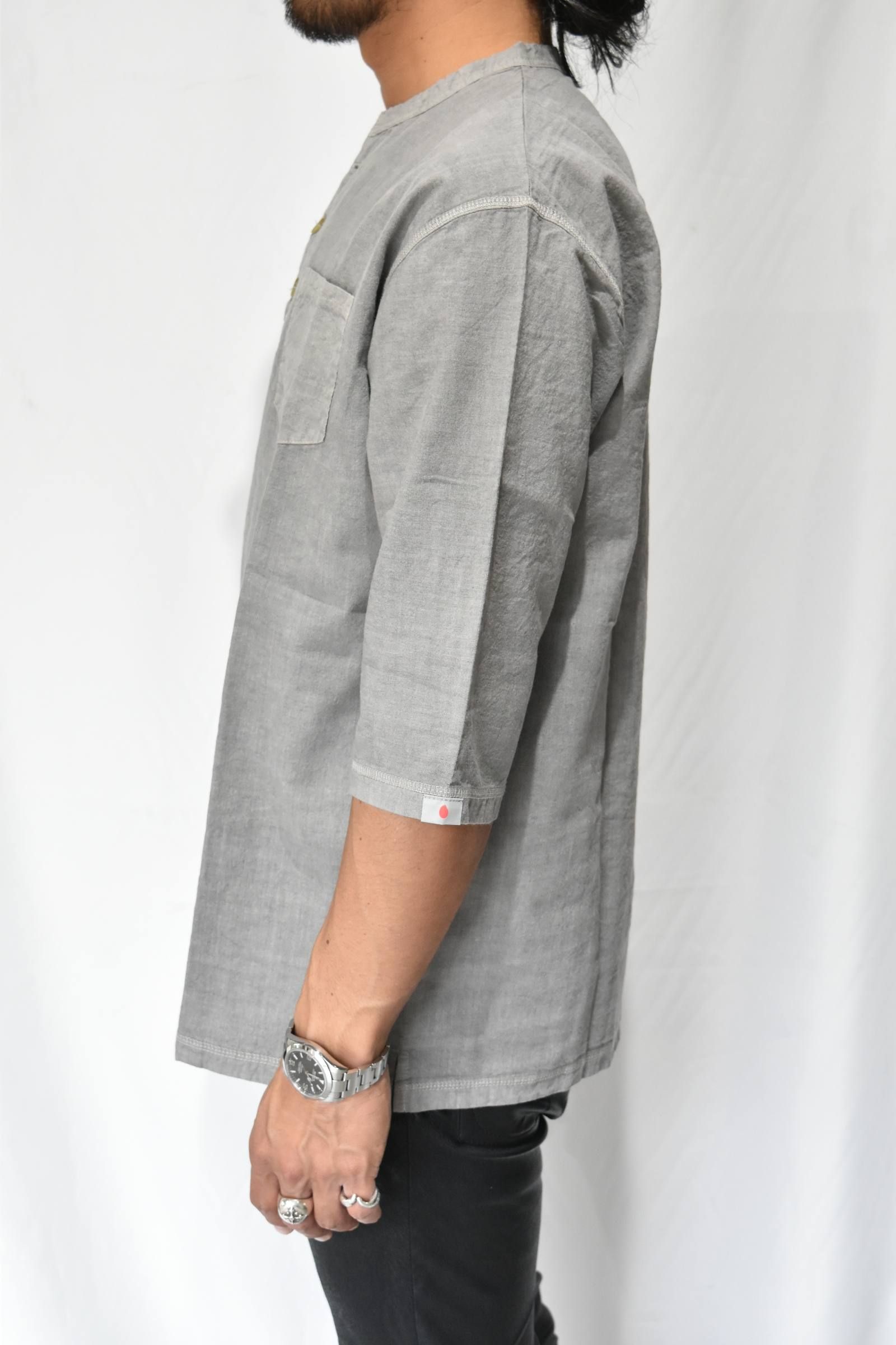 Henley Neck 冠衣 ”kaburi" 米炭製品染め