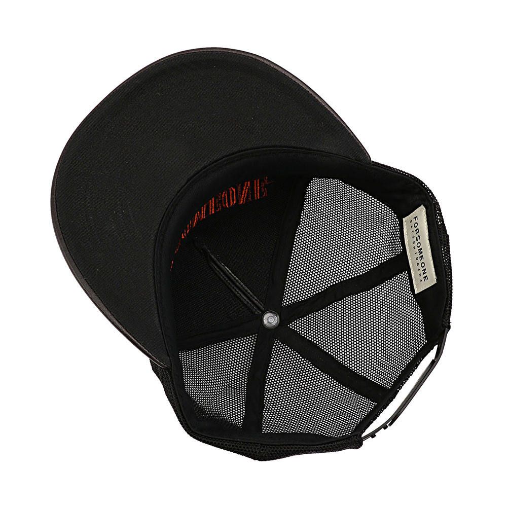 LEATHER MESH CAP (BK/OR)