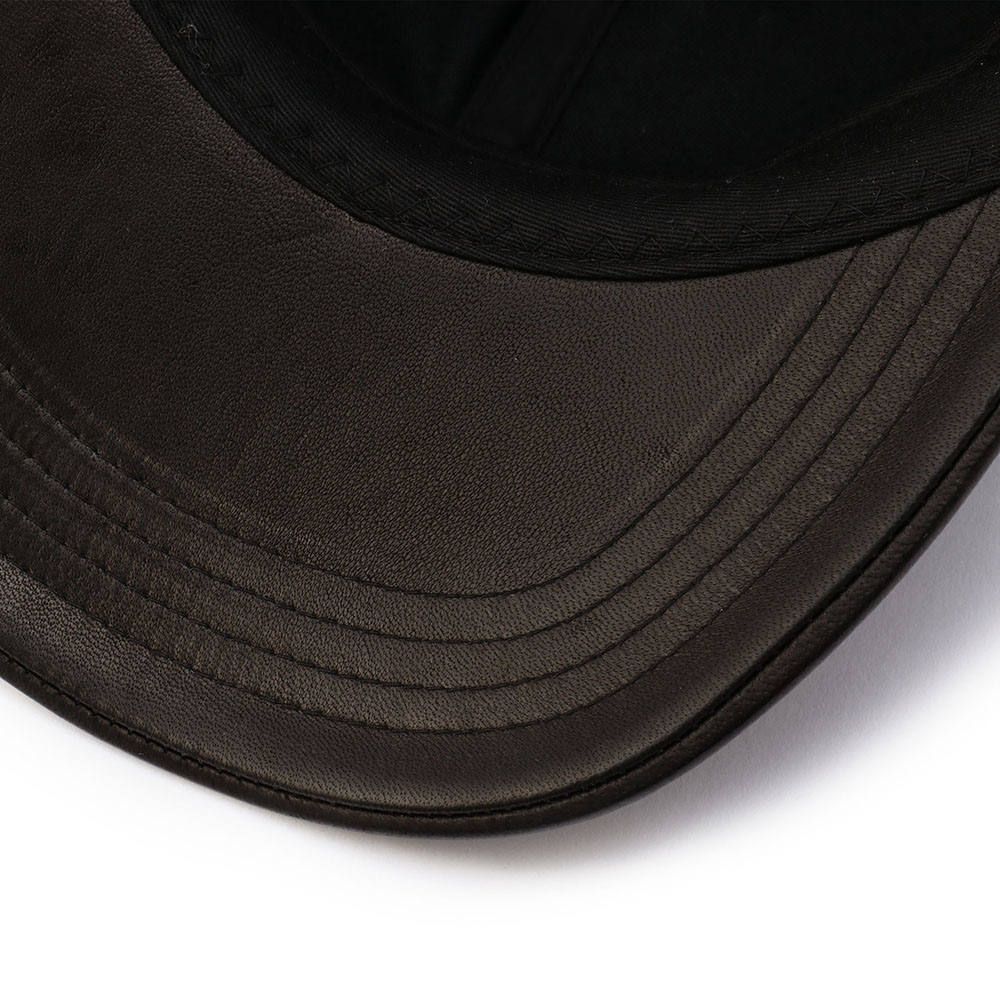 SOLID LEATHER CAP (BLACK)