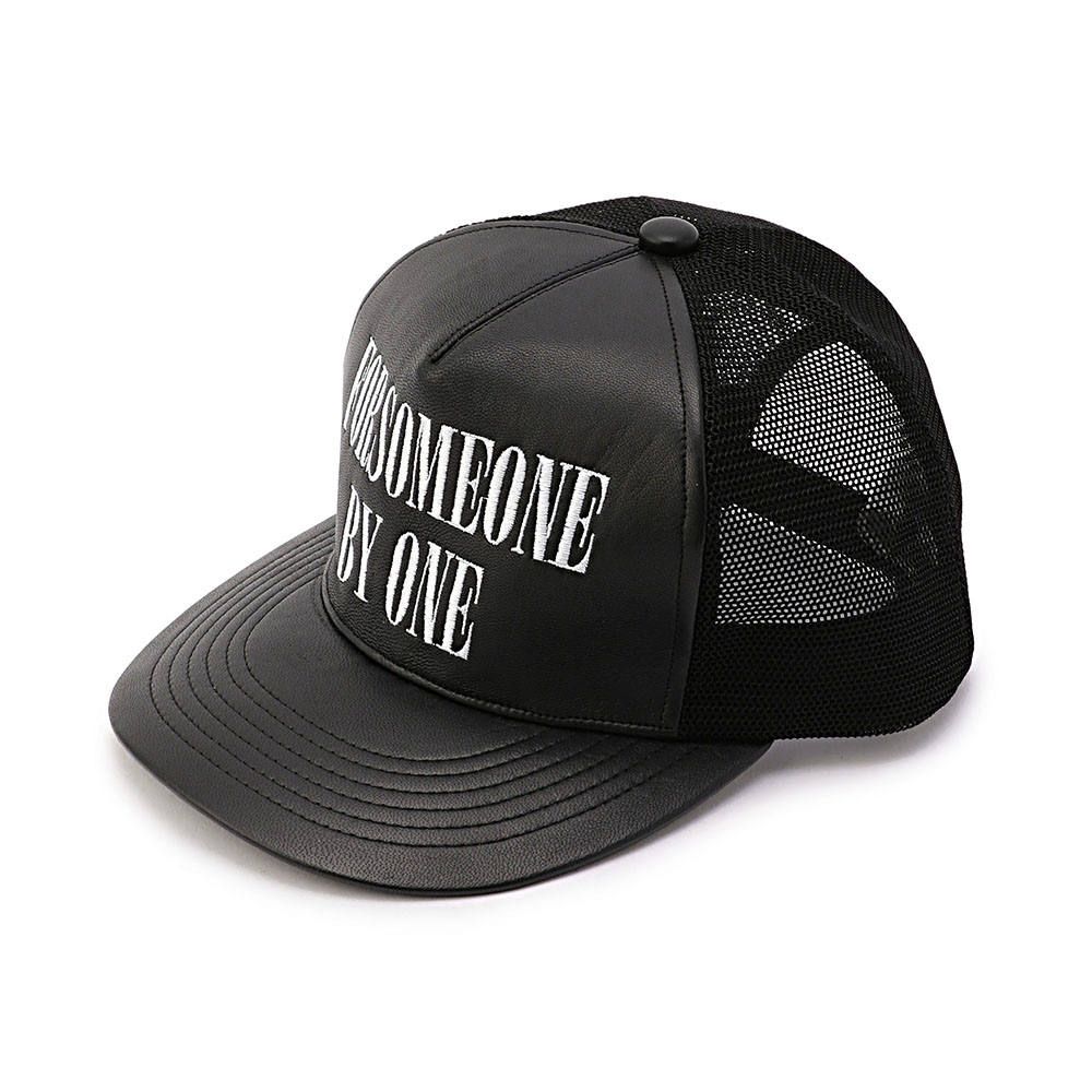 LEATHER MESH CAP (BK/WH)