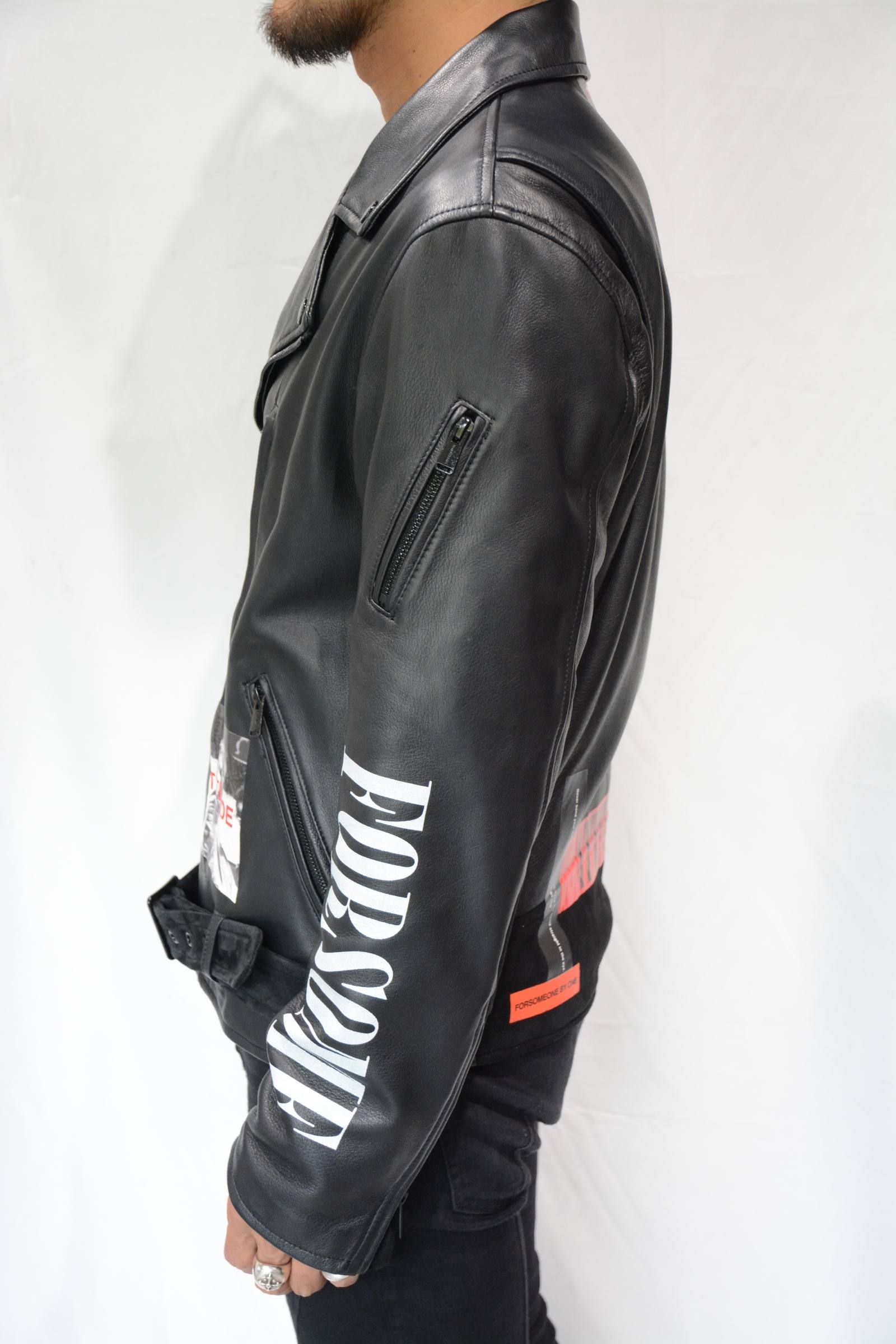 FORSOMEONE - W RIDERS JACKET CUSTOM (BLACK) | chord online store