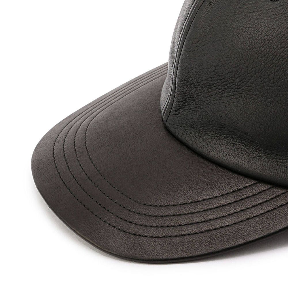 SOLID LEATHER CAP (BLACK)