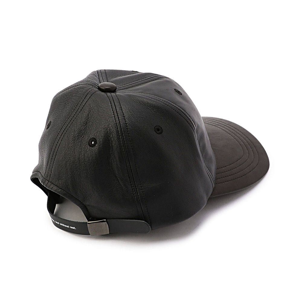 SOLID LEATHER CAP (BLACK)