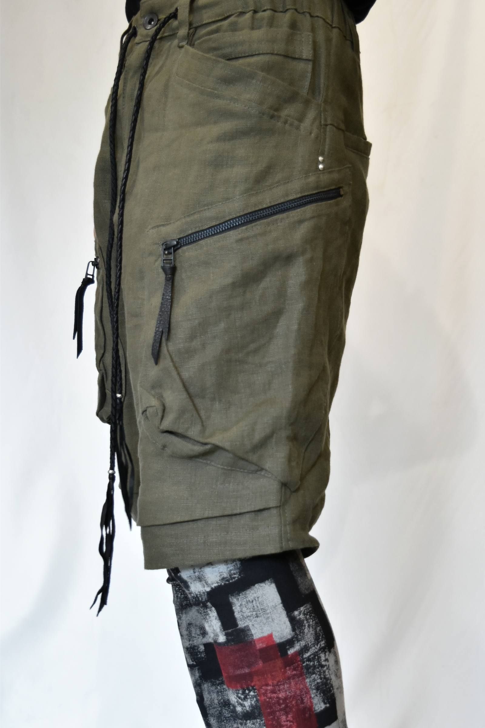 KMRii - Linen Cargo Shorts (Khaki) | chord online store