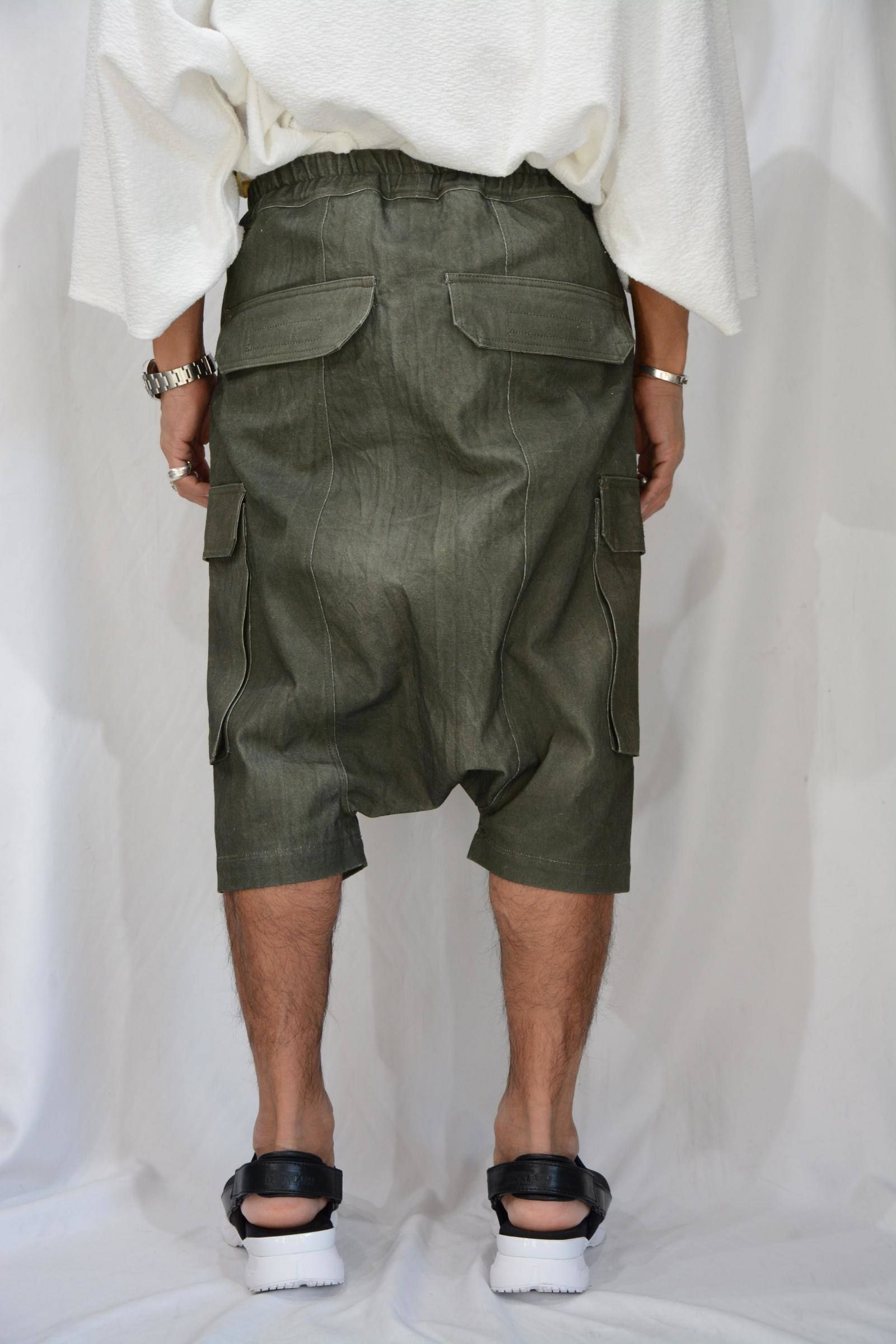 USA-COTTON STONE WASHED STITCHES SARROUEL SHORTS - BACKLASH