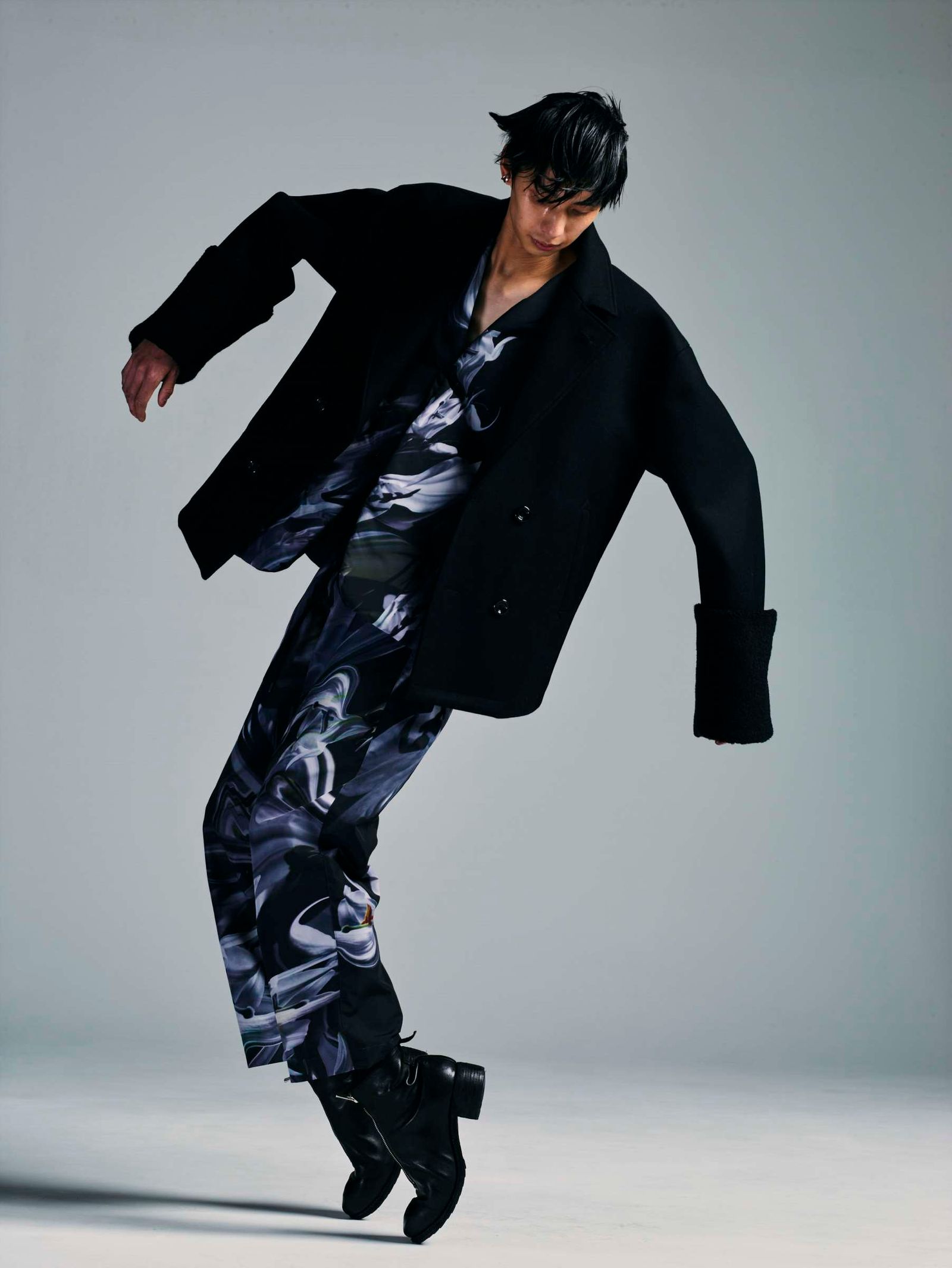 hem string jogger pants (BLACK MIX) / ジョガーパンツ