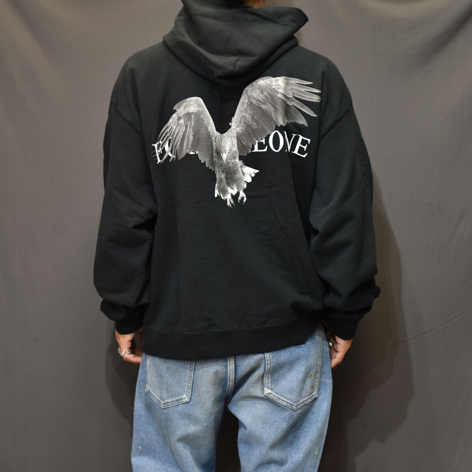 FORSOMEONE - EAGLE HOODIE (BLACK) イーグルプリント パーカー