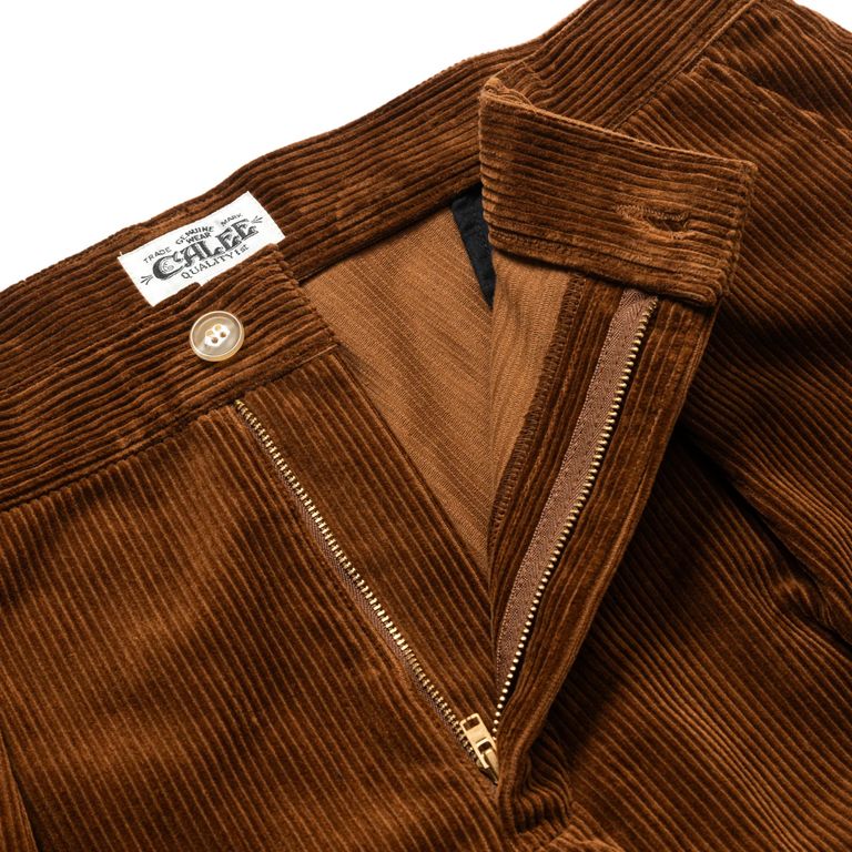 CALEE - 8w COURDUROY TUCK WIDE SLACKS (BROWN) / コーデュロイ CALEE - 8w COURDUROY TUCK WIDE SLACKS (BROWN) / コーデュロイ