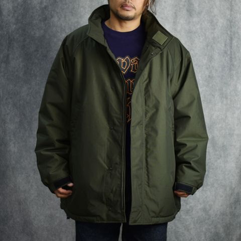 TASLAN NYLON PADDED JACKET (DARK OLIVE) / スタンドカラー パデッドジャケット