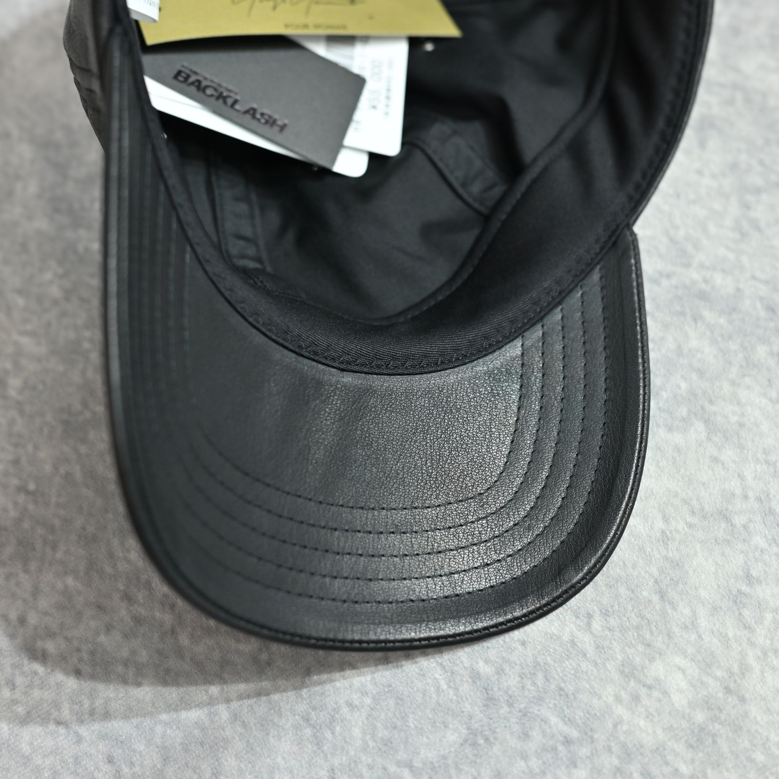 × ISAMU KATAYAMA BACKLASH｜B.B CAP （BLACK）｜ファニチャーレザー ベースボールキャップ｜HW-H14-786