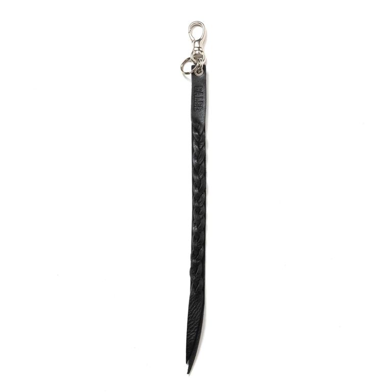 CALEE - STUDS & KNITTING LEATHER LONG KEY RING (BLACK CALEE - STUDS & KNITTING LEATHER LONG KEY RING (BLACK