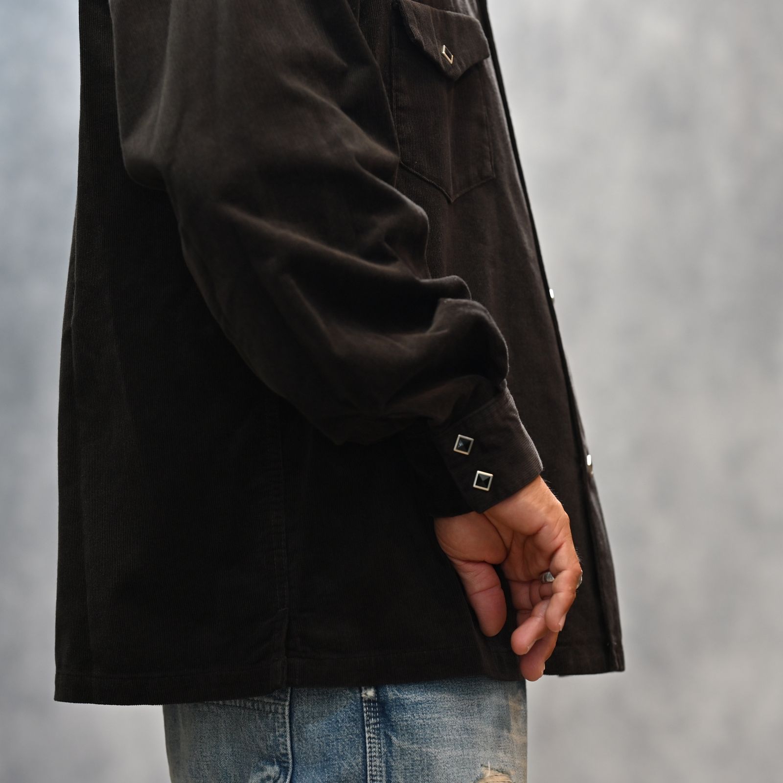 Narrow Corduroy Western Open Collar SH （DBR） / ウエスタン コーデュロイシャツ （ブラウン） 2508-5001
