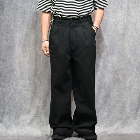 CHINO WIDE TROUSERS （BLACK） / チノパンツ ワイドトラウザー （ブラック） 2026SS-PT2-YT