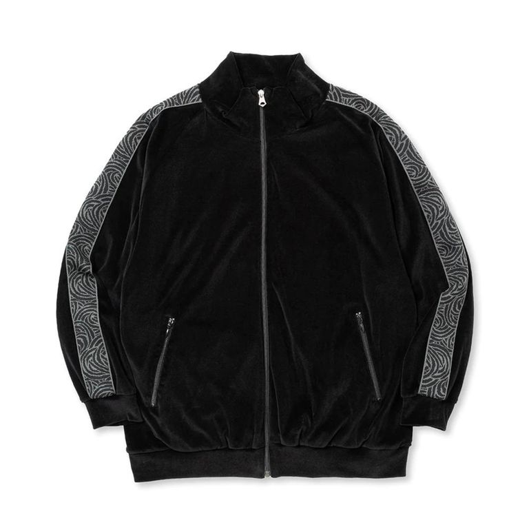 CALEE - VELOUR TRACK JACKET <SPIRAL JACQUARD PATTERN CALEE - VELOUR TRACK JACKET <SPIRAL JACQUARD PATTERN