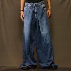Washed denim super wide pants （INDIGO）