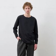 HENLEY NECK L/S TEE （BLACK）｜ ヘンリーネック ロングスリーブ （ブラック） 602-261-15