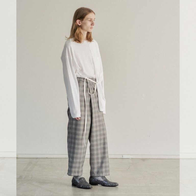 FACETASM - CHECK WRAP PANTS (GRAY CHECK) / チェック 