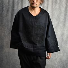 CORD EMBROIDERED HOCKEY SHIRT (BK) / コード刺繍 ホッケーシャツ