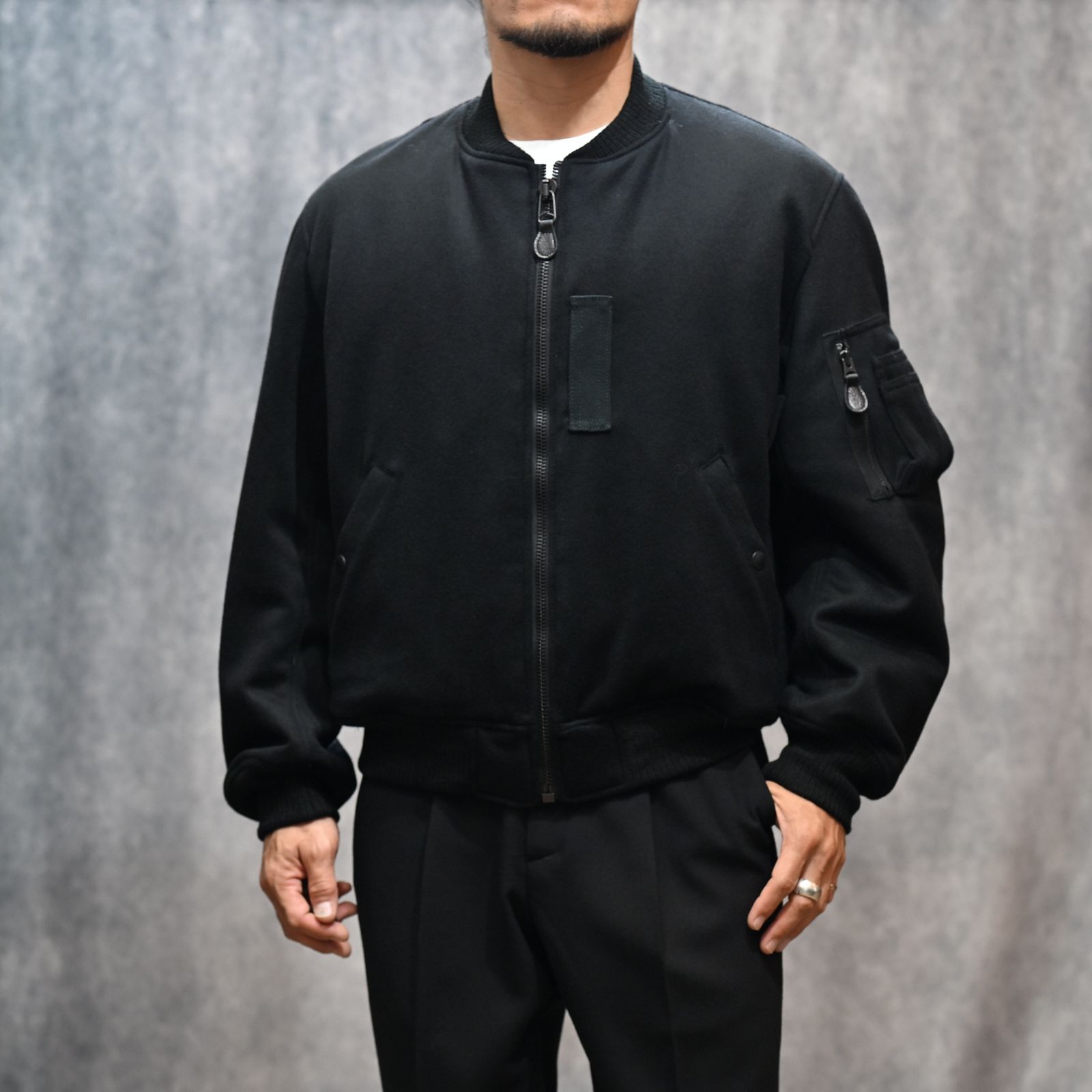 Wool Meiton Bomber JKT （BLK）｜ウールメルトン ボンバージャケット フライトジャケット｜2511-9001
