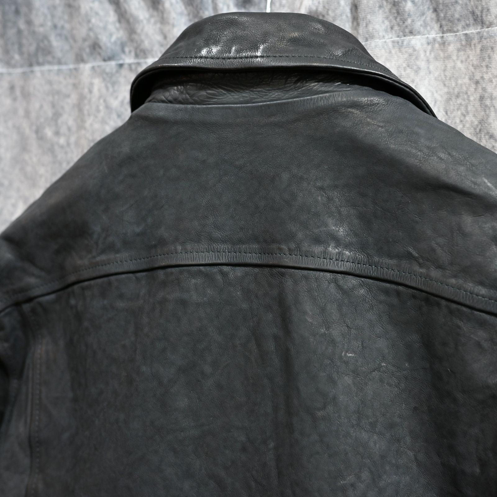 ジャパンカーフ タンニン鞣し 製品染め加工 ダブルライダース （BLACK /ブラック） 1927-01