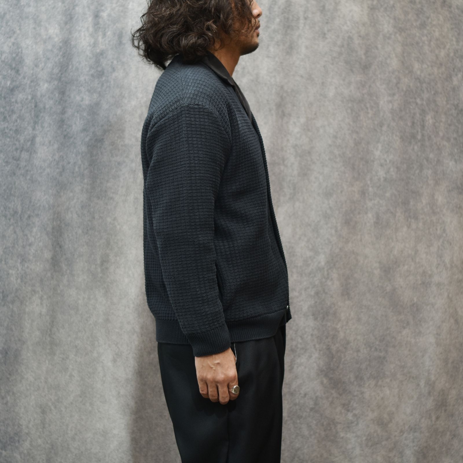×EYYA KNIT BIG WAFFLE KNIT CARDIGAN (INK BLACK)｜× エイヤ ワッフル ニット カーディガン｜CL-26SS001EYYA