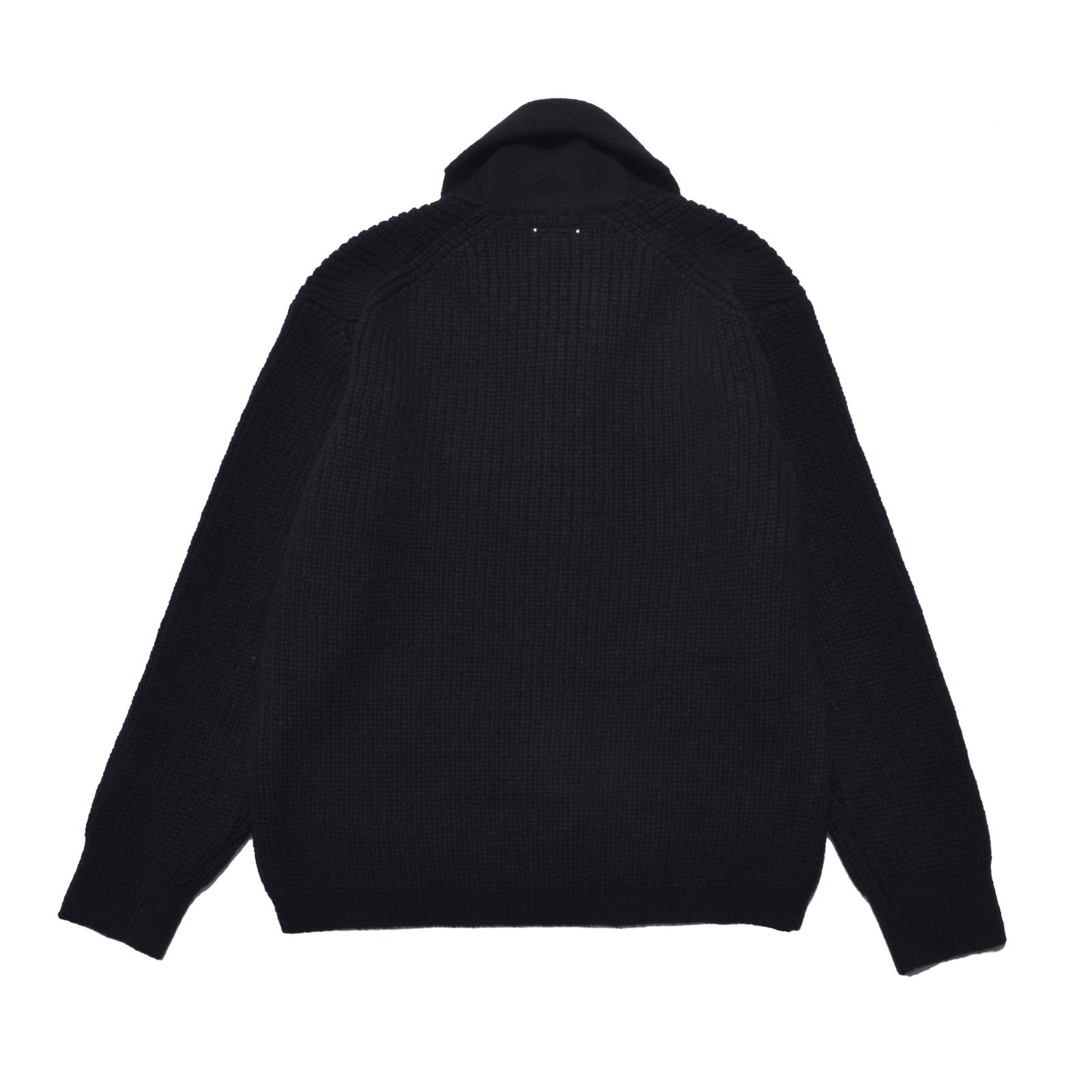 Baby Alpaca Wool Shawl Collar Knit Cardigan （BLK）｜ベビーアルパカ ショールカラーニットブルゾン｜MDFBF10601
