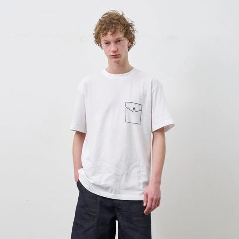 Y1935 FAKE POCKET TEE （WHITE）｜ フェイクポケット プリント Tシャツ （ホワイト） 602-261-16