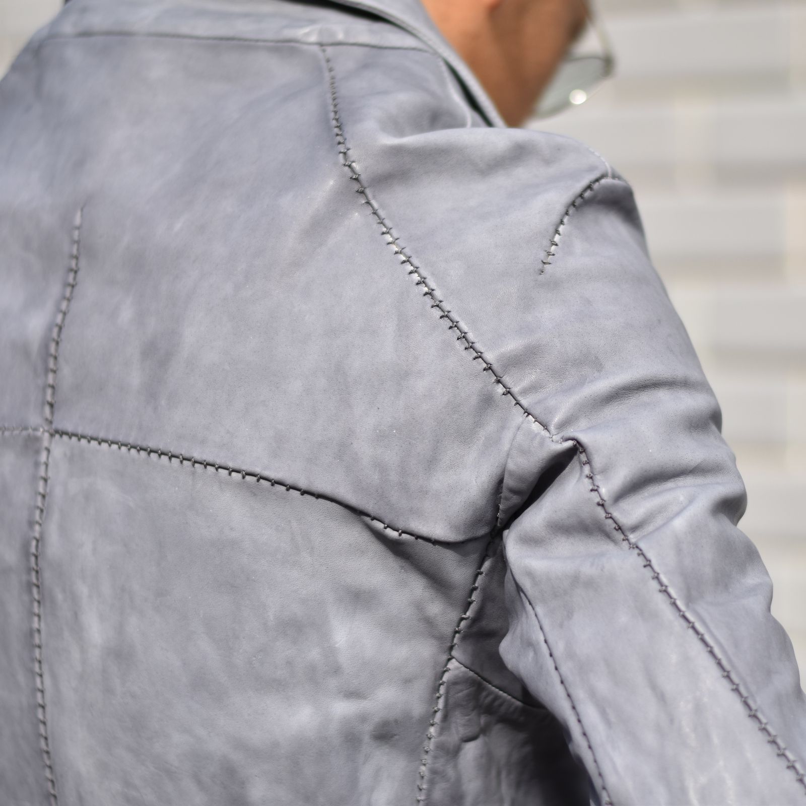 HORSE WHIT LEATHER DOUBLE BREAST MOTO LINED OVER POCKET MB-2