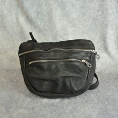 ジャパンダブルショルダー フルタンニン製品染め ショルダーバッグ （BLACK） 92-18