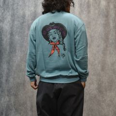 SYNDICATE RETRO WESTERN GIRL CREW NECK SW (TURQUOISE BLUE)｜クルーネック スウェット トレーナー｜CL-25AW029