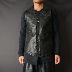 HORSE LEATHER VEST 5B LINED （BLACK）