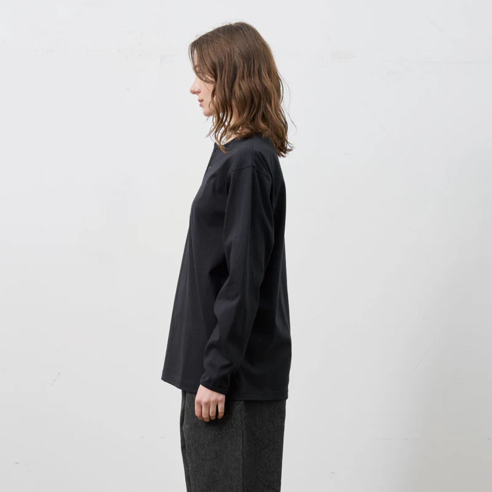 HENLEY NECK L/S TEE （BLACK）｜ ヘンリーネック ロングスリーブ （ブラック） 602-261-15