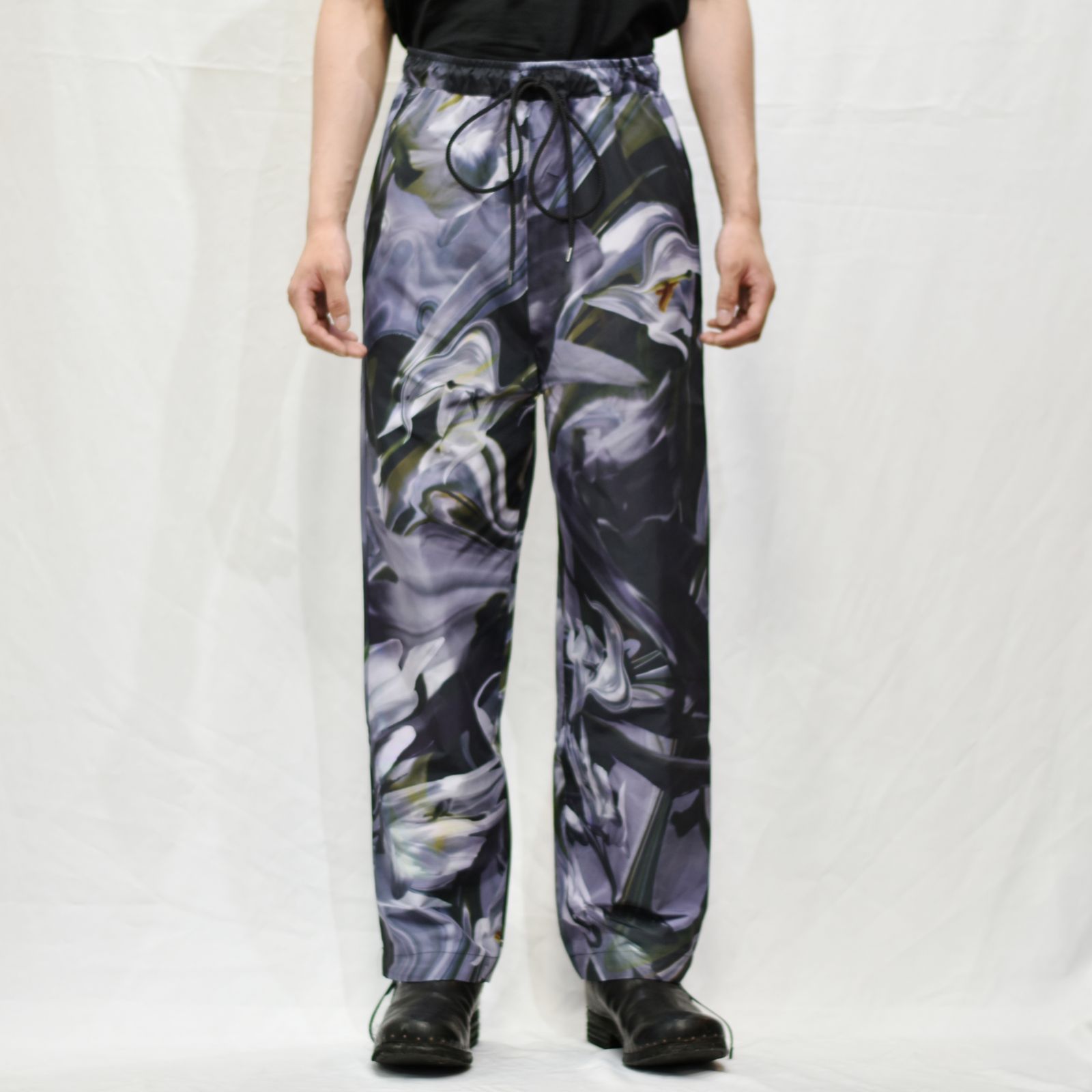 hem string jogger pants (BLACK MIX) / ジョガーパンツ