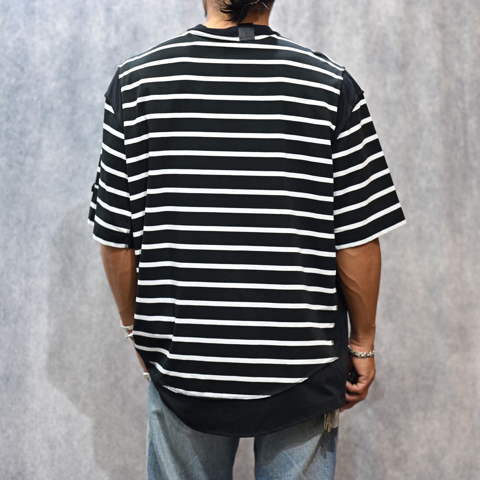 【関税込み】COMMAS ブラック ポインテールニット Tシャツ N.HOOLYWOOD - BORDER T-SHIRT （BLACK × WHITE） / ボーダーT
