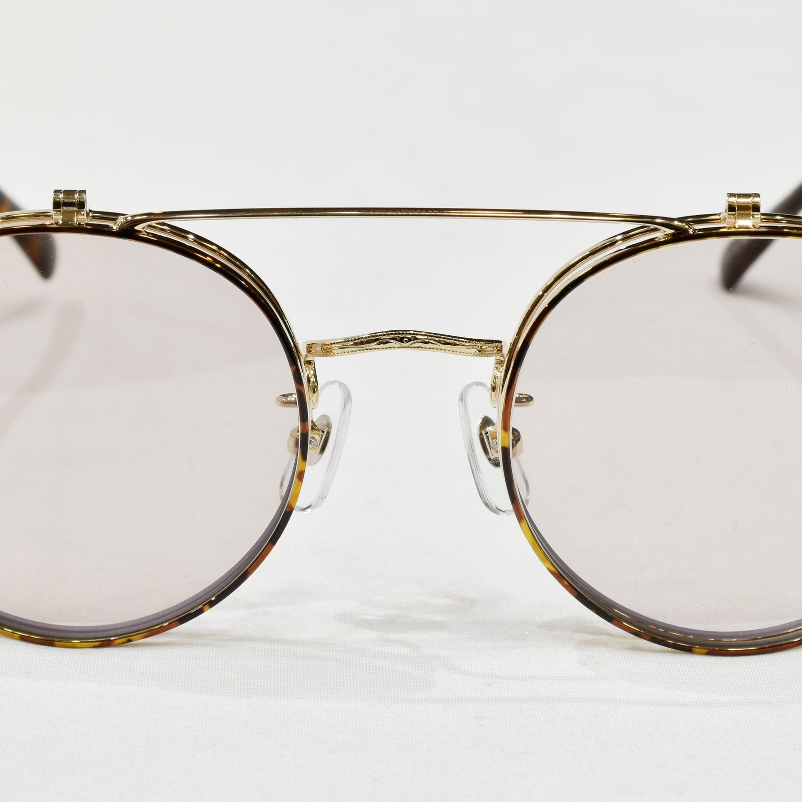 FLIP UP TYPE CIRCLE METAL GLASSES (GOLD.BROWN) / フリップアップタイプ サークルメタル グラシズ