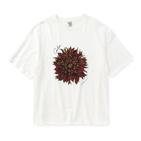 DAHLIA ART TEE ＜MIHO MURAKAMI DESIGN＞ (WHITE / RED)｜× 村上実帆 ダリア プリントTシャツ｜CL-26SS003MM