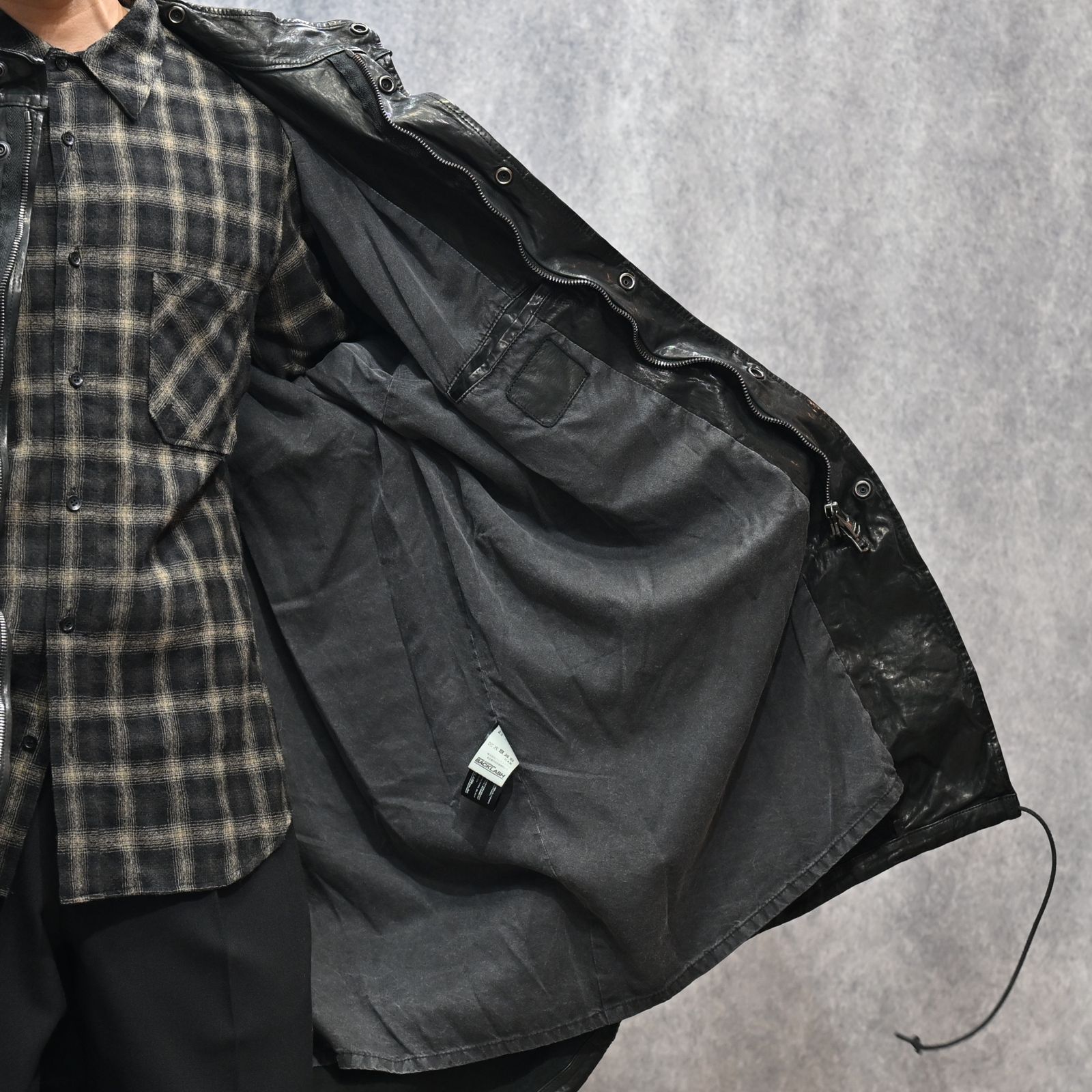 JAPANステア ミモザ鞣し製品染め モッズコート （BLACK）｜2176-01