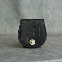 オイルクロコ + イタリアンオイルレザー (BLACK)