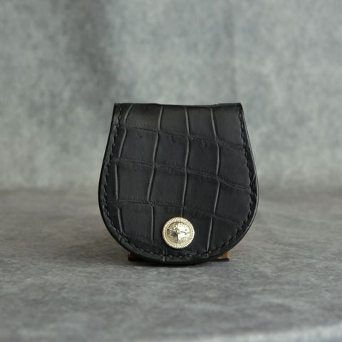 オイルクロコ + イタリアンオイルレザー (BLACK)