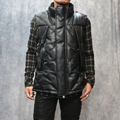 ファニチャーレザー + ポーランドホワイトグース ダウンベスト （BLACK / ブラック） 2031-13