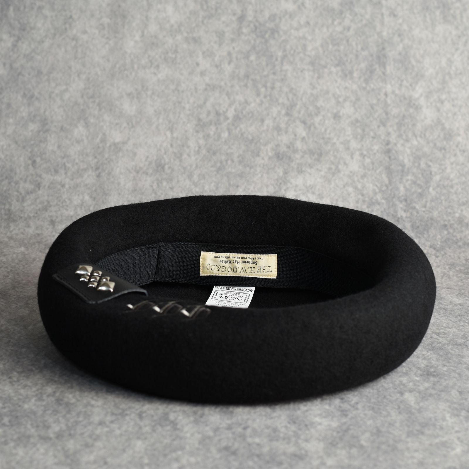 THE H.W. DOG&CO.人気ベレー帽　ウール ブラック THE H.W.DOG&CO. ウールアルパカ|シンセティックレザー|ベレー