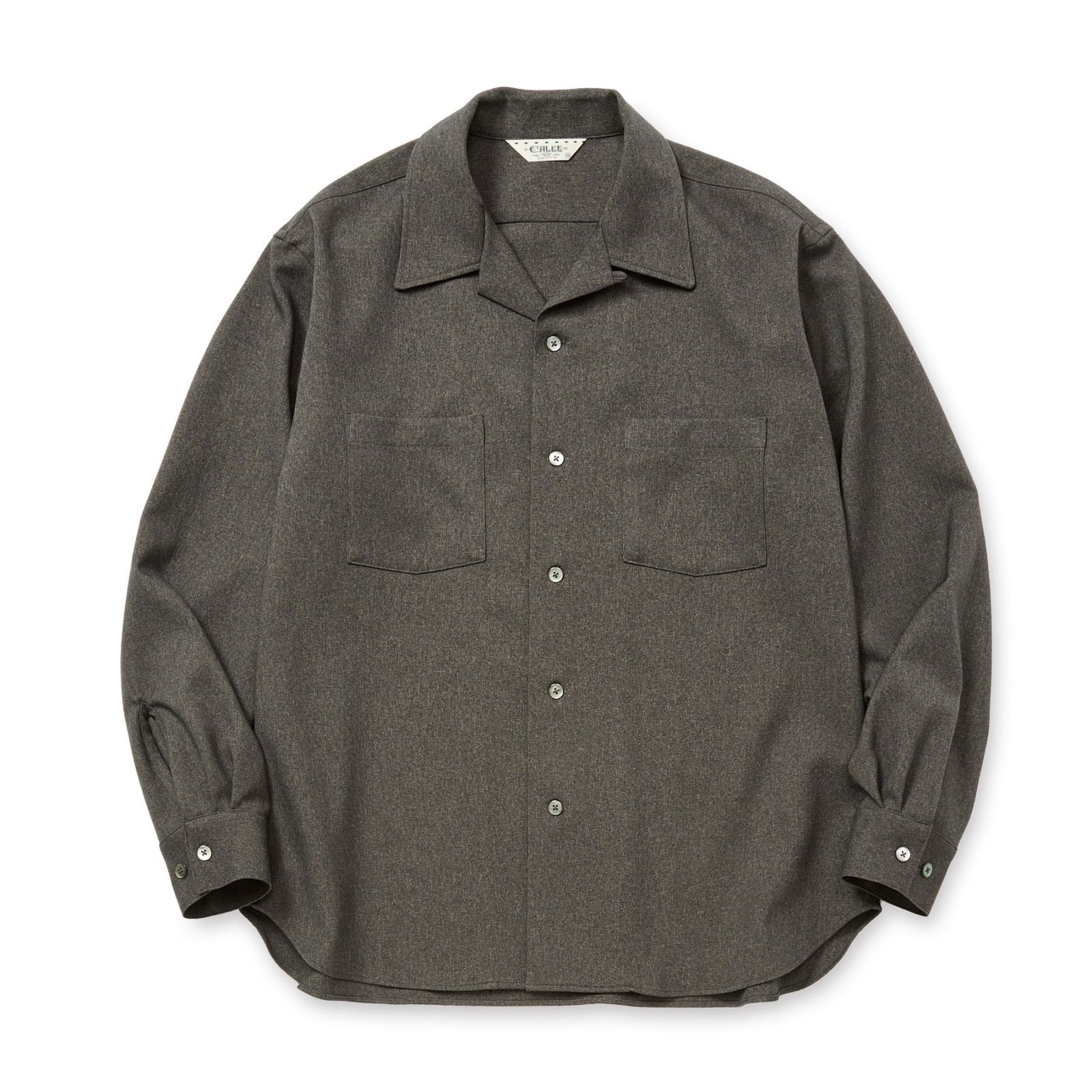 "BLATANT LOCALISM" OPEN COLLAR ROUND L/S SH (CHARCOAL)｜オープンカラー ラウンド 長袖シャツ｜CL-25AW038