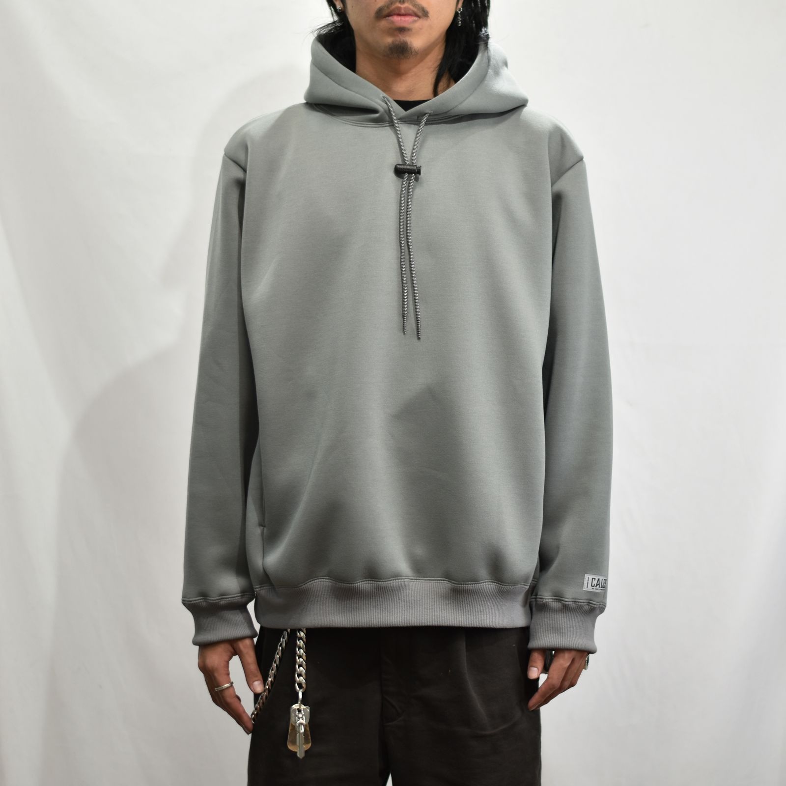 MULTI WAY DOUBLE KNIT PULLOVER HD (BLUE / GRAY) / ダンボールニット プルオーバーパーカー